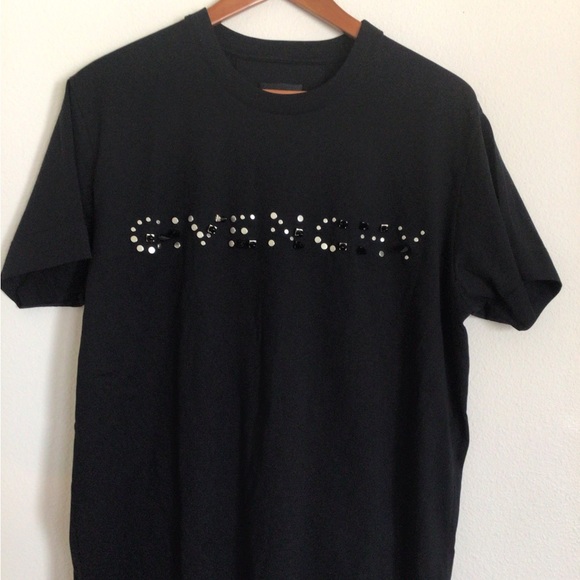 brand new with tag givenchy men black studded t shirt